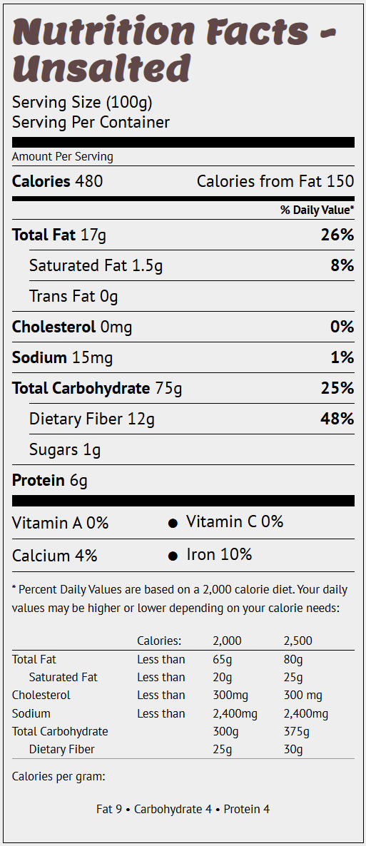 Roasted Corn Nuggets Unsalted Nutrition Facts