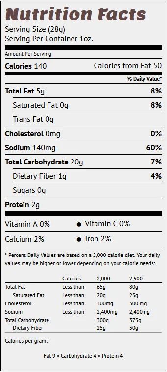 buffalo ranch nutrition facts
