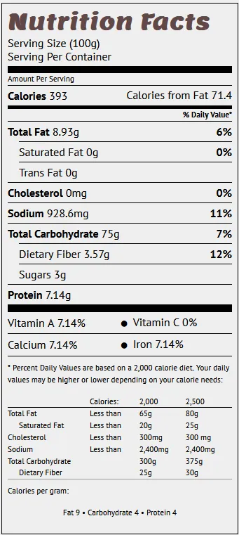 chile lemon nutrition facts