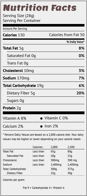 chipotle lime non gmo nutrition facts