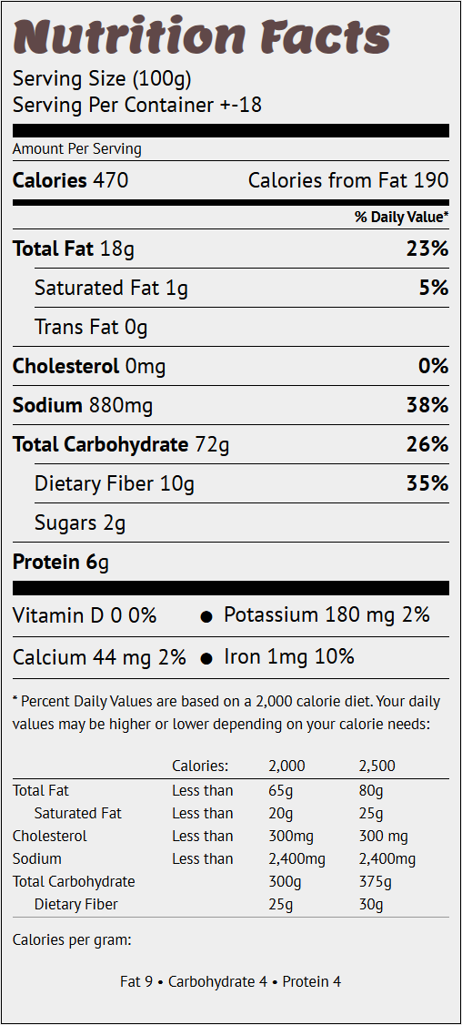 garlic and herb corn nuts nutrition facts