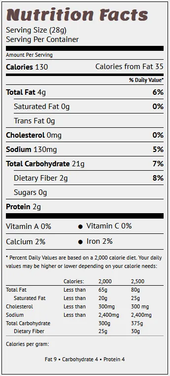 ranch corn nuts nutrition facts