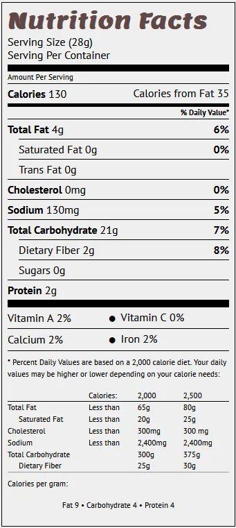 spicy cajun nutrition facts